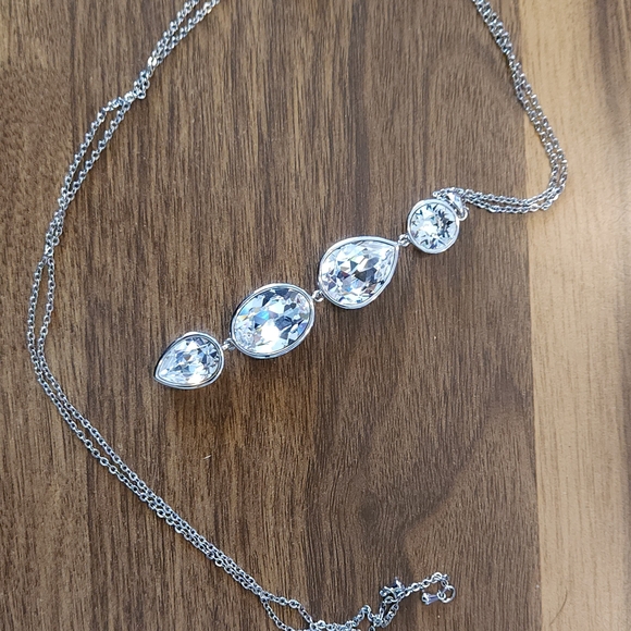 Touchstone Crystal Jewelry - Touchstone Crystal Clear Crystal Pendant Slide Necklace